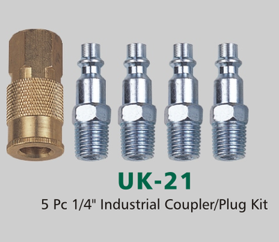 5 Pc 1/4" Industrial Coupler/Plug Kit (UK-21)