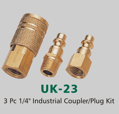 3 Pc 1/4" Industrial Coupler/Plug Kit (UK-23)